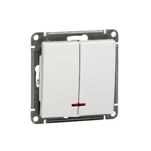 W59 2-клавишный ВЫКЛЮЧАТЕЛЬ с подсв. 10АХ, механизм, БЕЛЫЙ