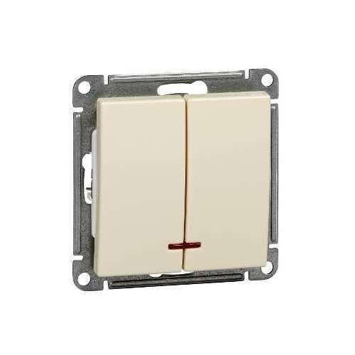 W59 2-клавишный ВЫКЛЮЧАТЕЛЬ с подсв. 10АХ, механизм, СЛОНОВАЯ КОСТЬ