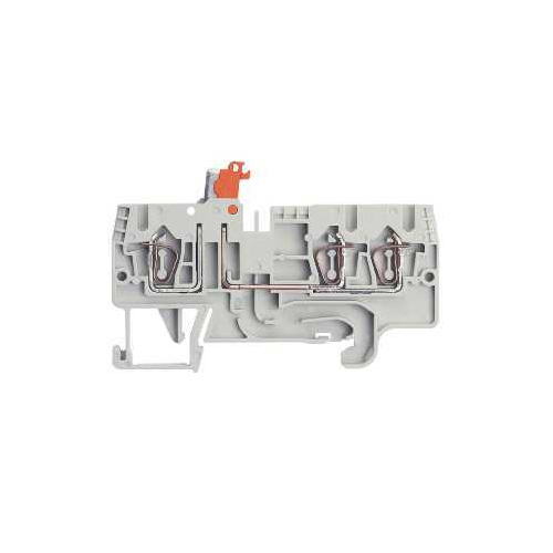 Terminal block, blade disconnect, 3 points, 2,5mm2 spring, grey