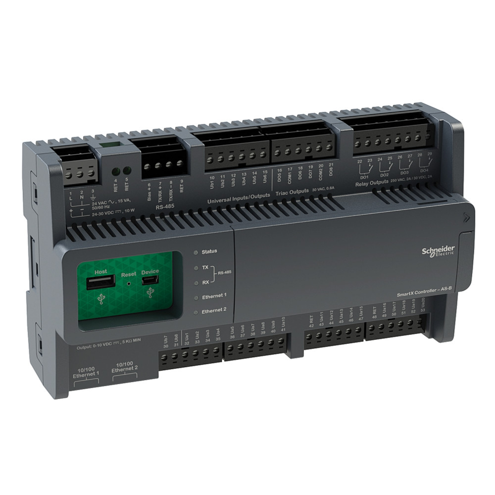 Контроллер SmartX AS-B-36, 36точек,2xEth,RS-485,Bacnet,Modbus,USB,web