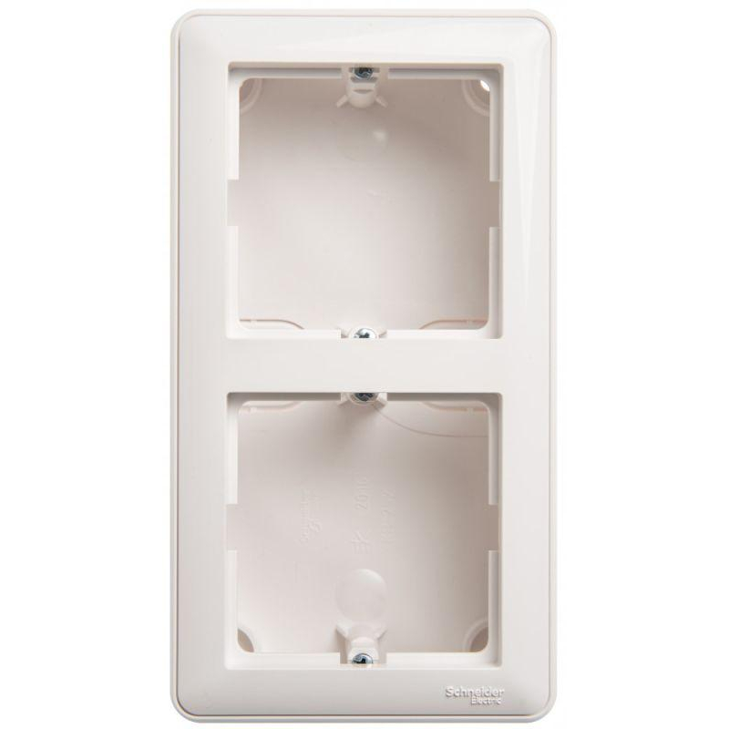 W59 КОРОБКА подъемная для наружного монтажа с рамкой 2-местная, БЕЛЫЙ