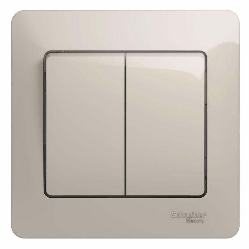 GLOSSA 2-клавишный ВЫКЛЮЧАТЕЛЬ,сх.5,10AX, в сборе,МОЛОЧНЫЙ