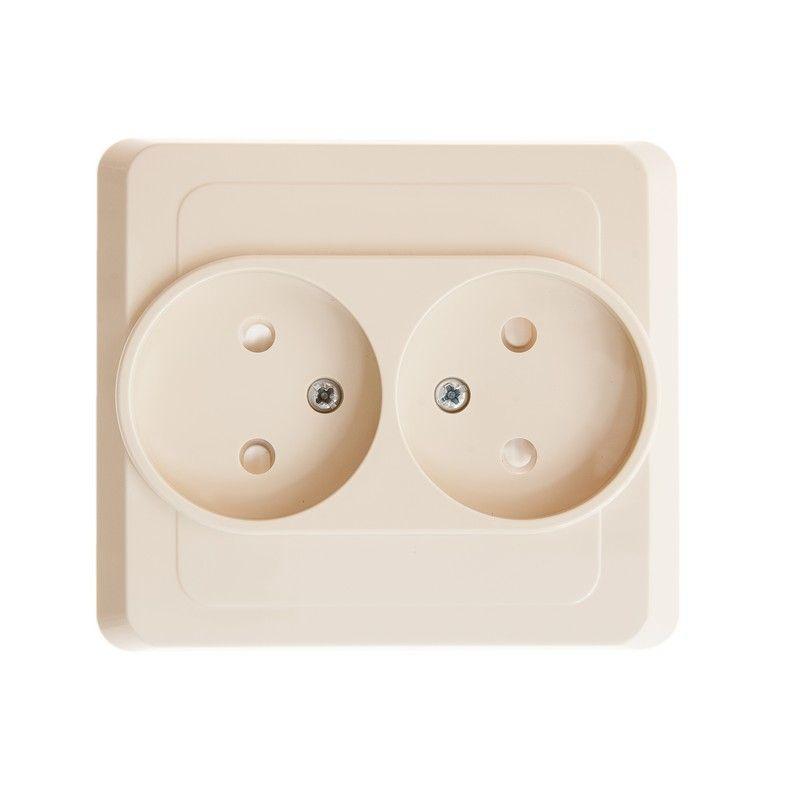 Розетка 2-м СП Этюд 16А IP20 250В без заземл. защ. шторки крем. SchE PC16-006K