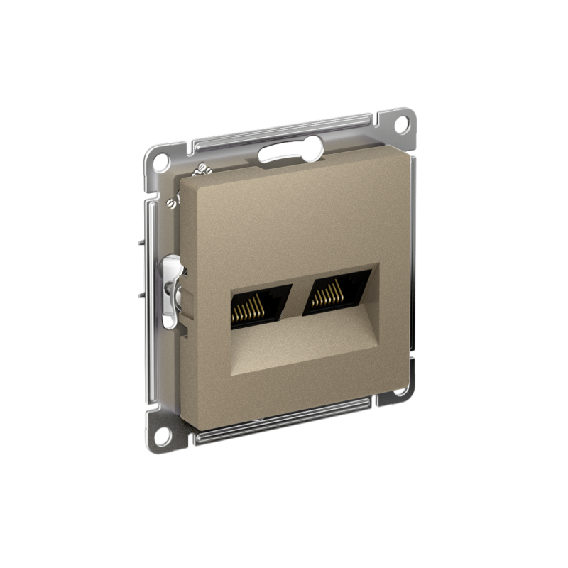 Розетка ATLASDESIGN двойная компьютерная RJ45+RJ45 категория 5E механизм шампань (ATN000585)