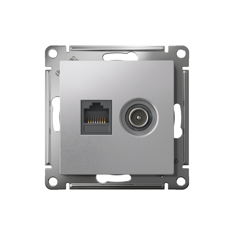 Розетка ATLASDESIGN двойная компьютерная+ТВ RJ45+TV категория 5E механизм алюминий