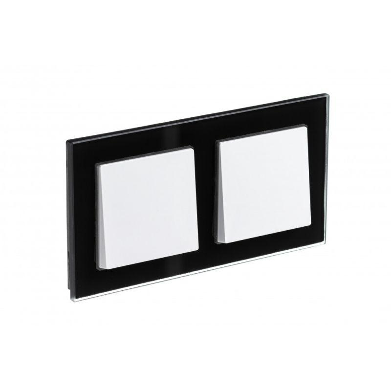 Рамка двухпостовая ATLASDESIGN NATURE, СТЕКЛО ЧЕРНЫЙ