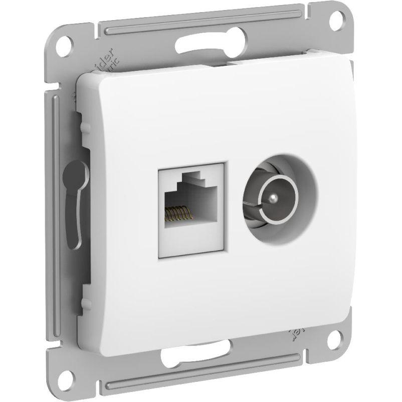 GLOSSA РОЗЕТКА двойная ТВ + компьютерная RJ45, кат. 5Е, БЕЛЫЙ (GSL000189)