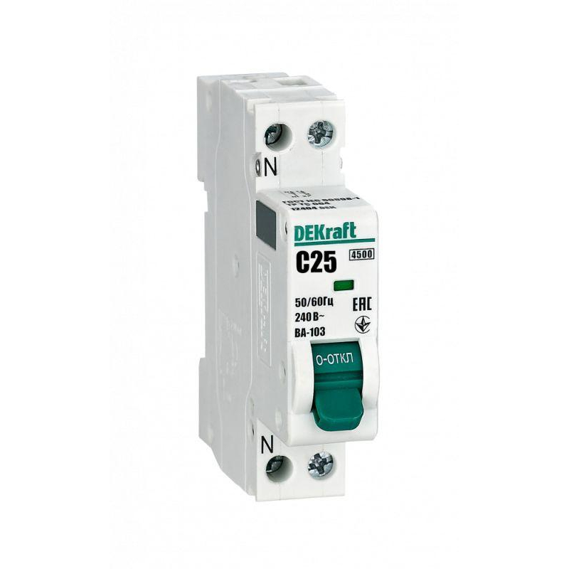 Выключатель автоматический 1+N 25А х-ка C ВА-103 4,5кА (12404DEK)