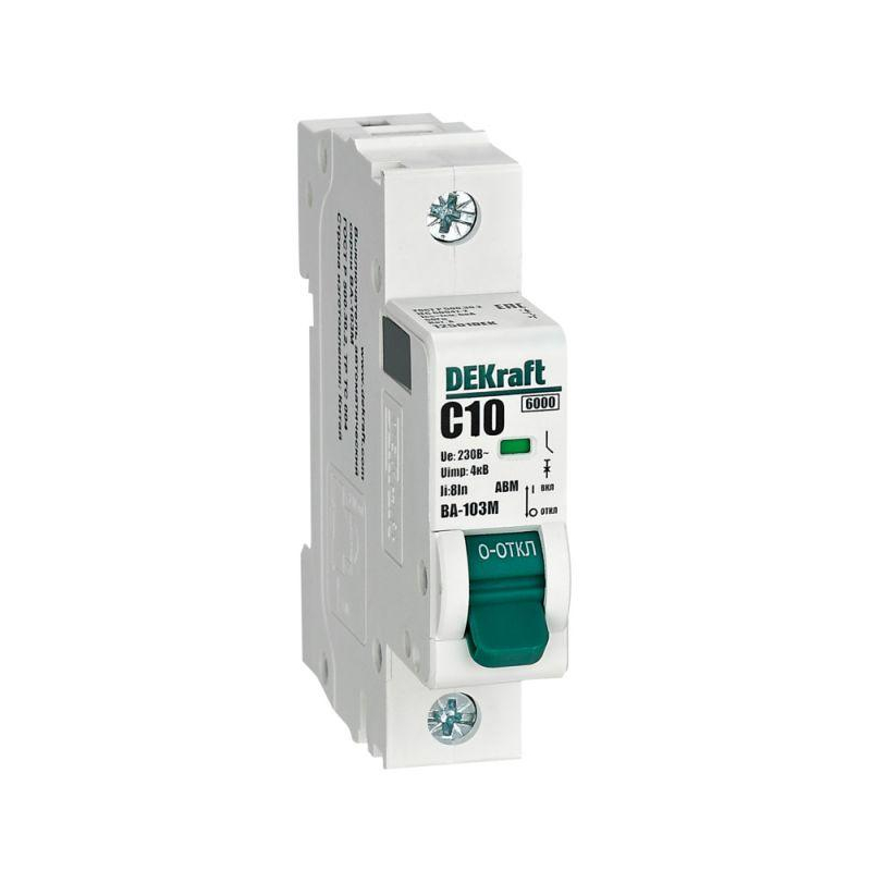 Выключатель автоматический без теплозащиты 1P 10А х-ка C 6кА ВА-103M (12501DEK)