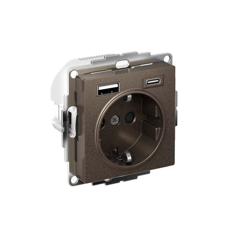 РОЗЕТКА 16А c 2 USB A+C, механизм, МОККО