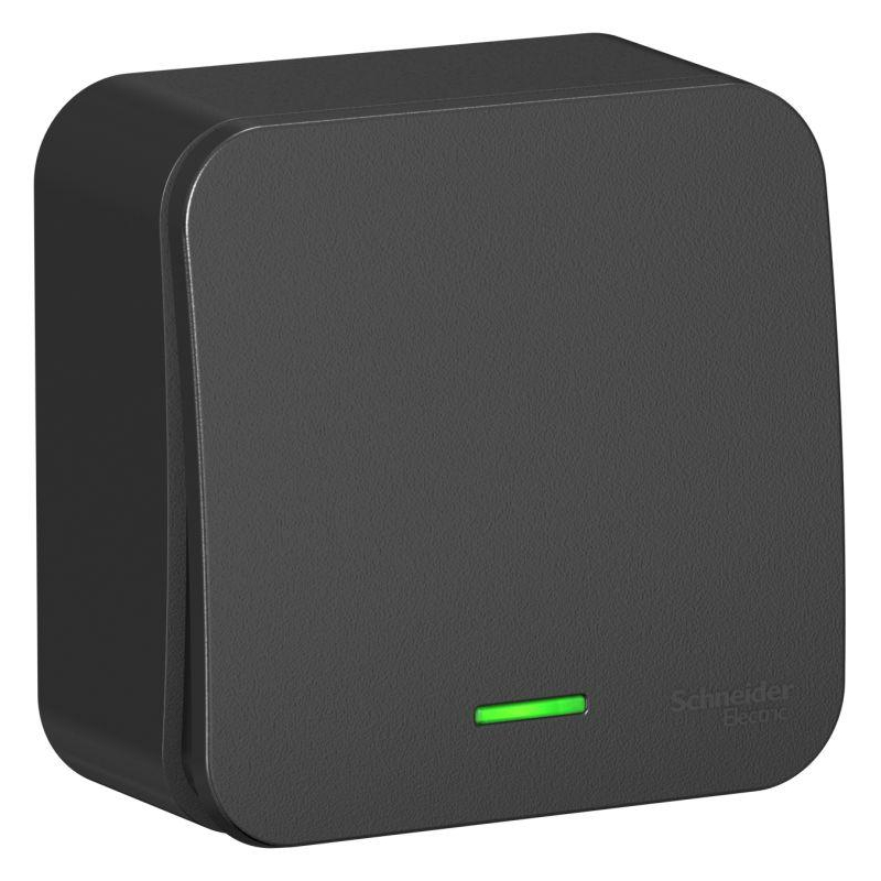 Переключатель проходной 1-кл. ОП Blanca 10А IP20 (сх. 6) 250В с подсветкой с изолир. пластиной антрацит SchE BLNVA106116