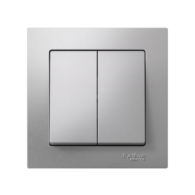 Выключатель 2-кл. СП AtlasDesign 10А IP20 (сх. 5) 10AX в сборе алюм. SchE ATN000352