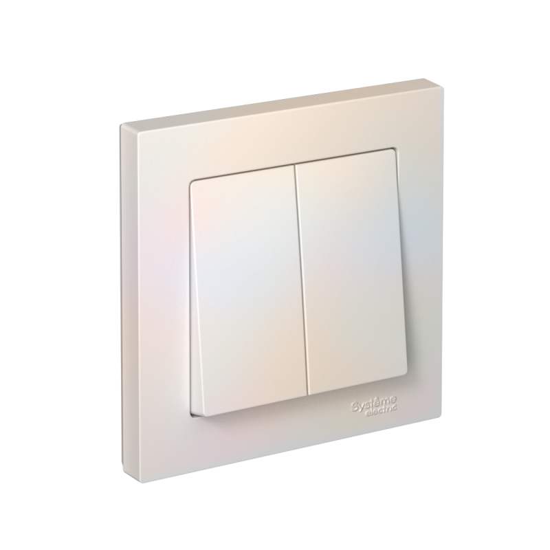 Выключатель 2-кл. СП AtlasDesign 10А IP20 (сх. 5) 10AX в сборе жемчуж. SchE ATN000452