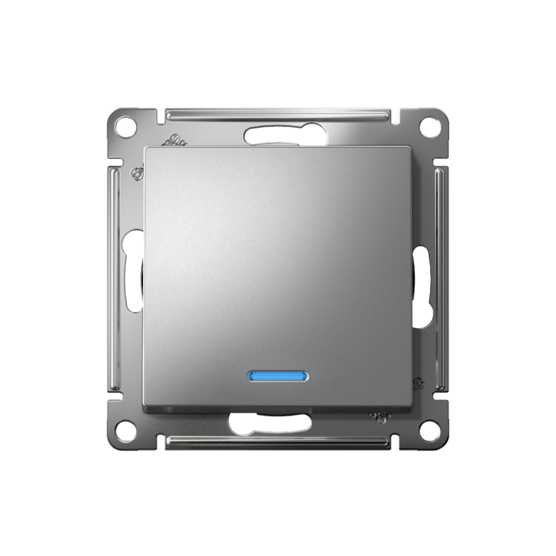 Механизм переключателя проходного 1-кл. СП AtlasDesign 10А IP20 (сх. 6а) 10AX с подсветкой сталь SchE ATN000963