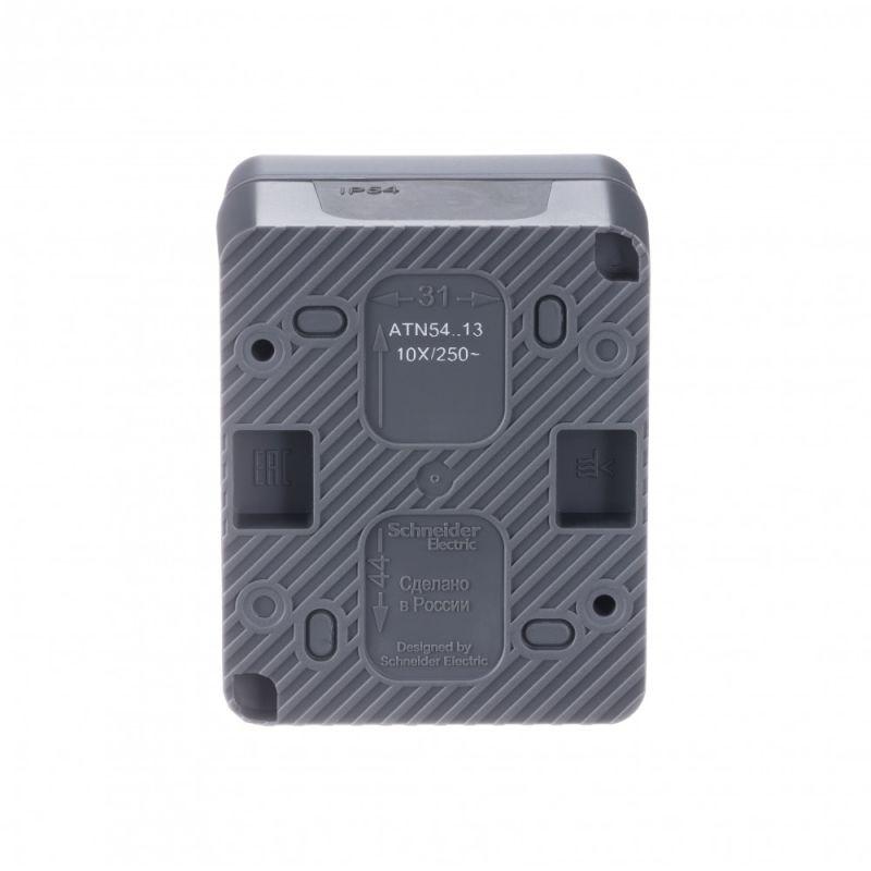 Выключатель 1-кл. ОП AtlasDesign Profi54 IP54 10AX с подсветкой антрацит SchE ATN544013