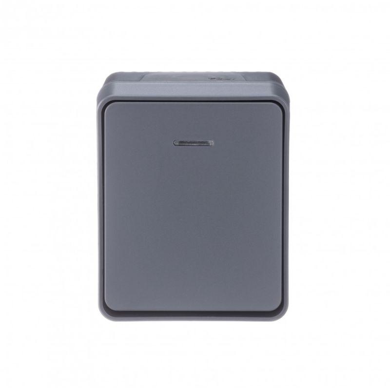 Выключатель 1-кл. ОП AtlasDesign Profi54 IP54 10AX с подсветкой антрацит SchE ATN544013