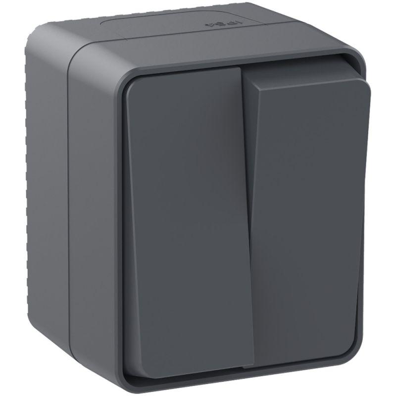 Выключатель 2-кл. ОП AtlasDesign Profi54 IP54 10AX антрацит SchE ATN544051