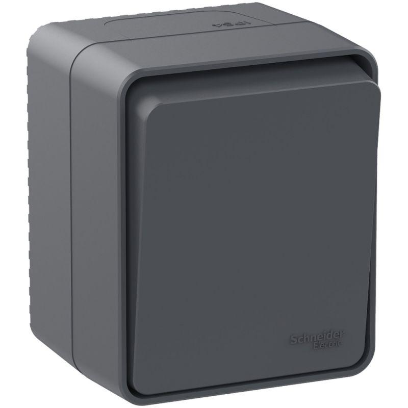 Переключатель проходной 1-кл. ОП AtlasDesign Profi54 IP54 10AX антрацит SchE ATN544061
