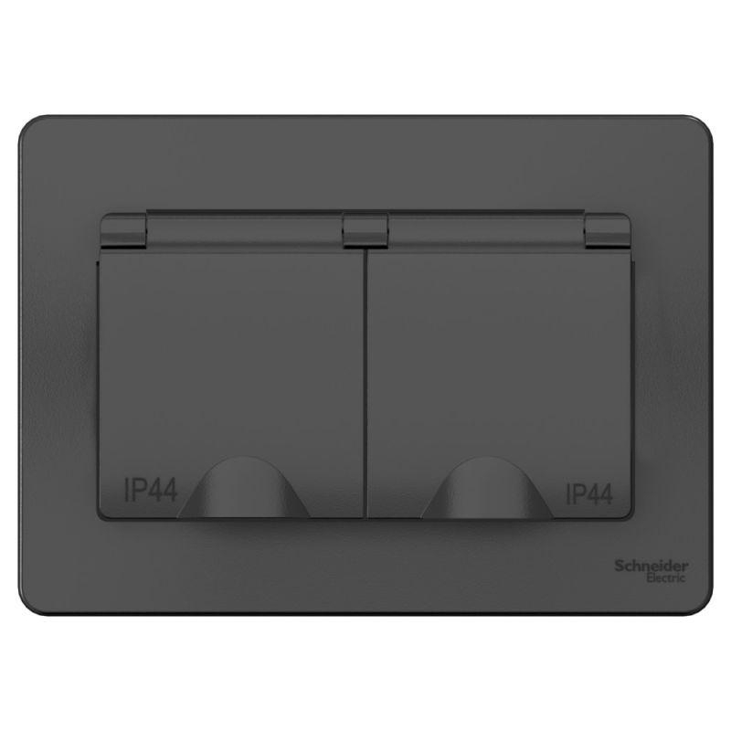 Розетка 2-м СП Blanca 16А IP44 250В с заземл. защ. шторки с крышкой антрацит SchE BLNRS441126