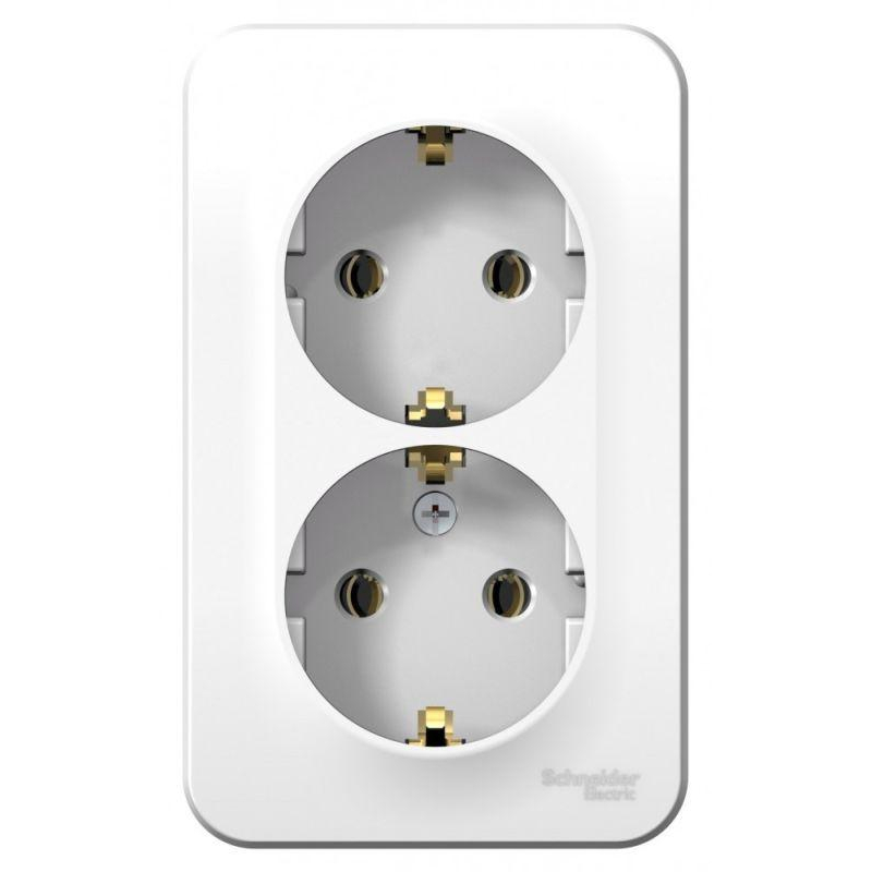 Розетка 2-местная ОП Blanca 16А IP20 250В с заземлением без защитных шторок белый