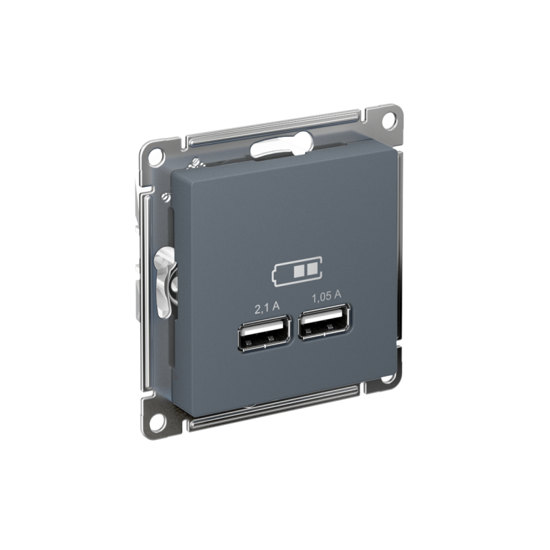 Розетка USB AtlasDesign тип A+A 5В 1х2.1А 2х1.05А механизм грифель SchE ATN000733