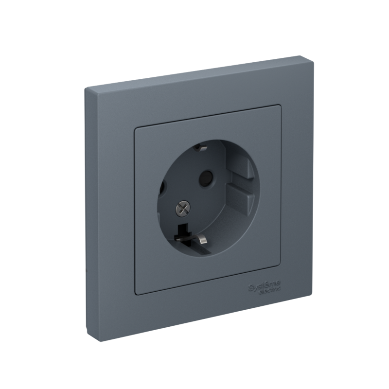Розетка 1-м СП AtlasDesign 16А IP20 с заземл. защ. шторки в сборе грифель SchE ATN000744