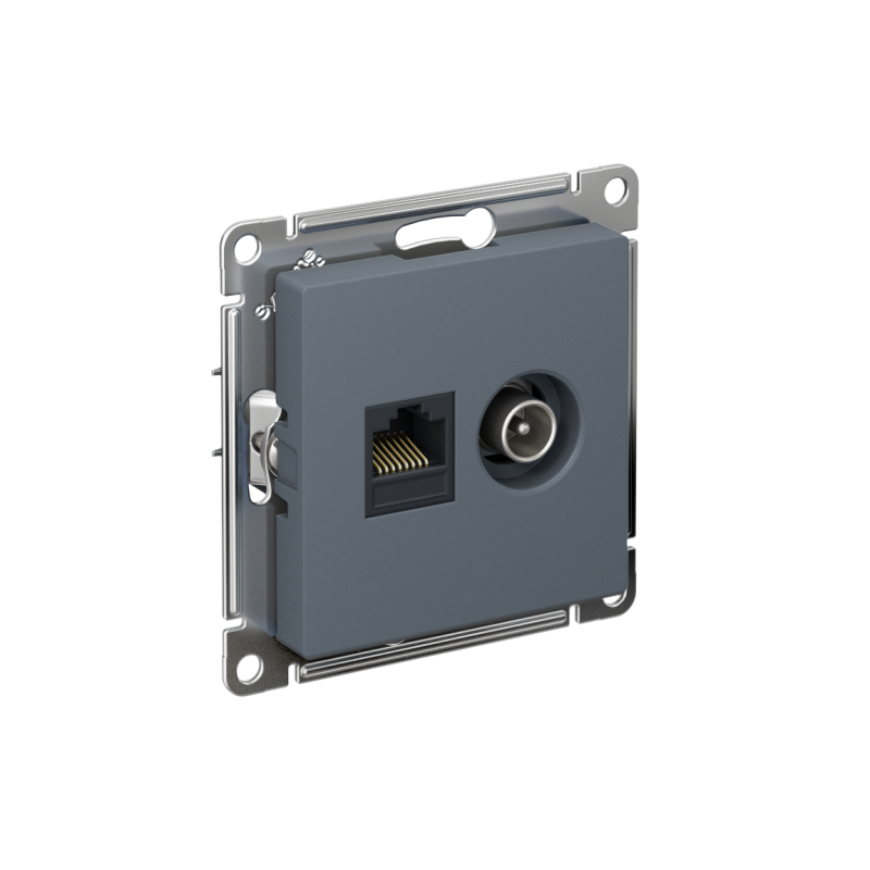 Розетка компьютерная + телевизионная 2-м AtlasDesign RJ45 кат.5E + TV механизм грифель SchE ATN000789
