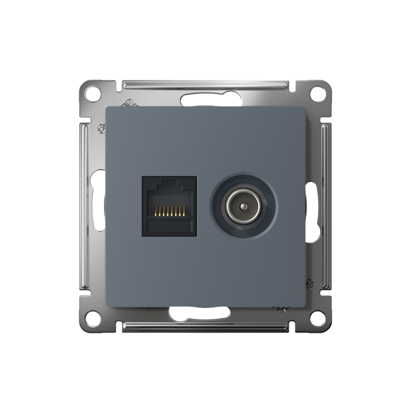 Розетка компьютерная + телевизионная 2-м AtlasDesign RJ45 кат.5E + TV механизм грифель SchE ATN000789