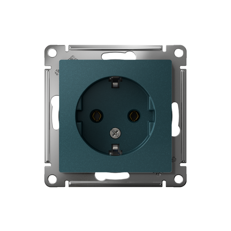 Розетка 1-местная СП AtlasDesign 16А IP20 с заземлением механизм изумруд SchE ATN000843