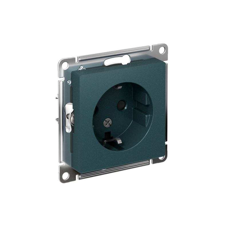 Розетка 1-м СП AtlasDesign 16А IP20 с заземл. защ. шторки механизм изумруд SchE ATN000845