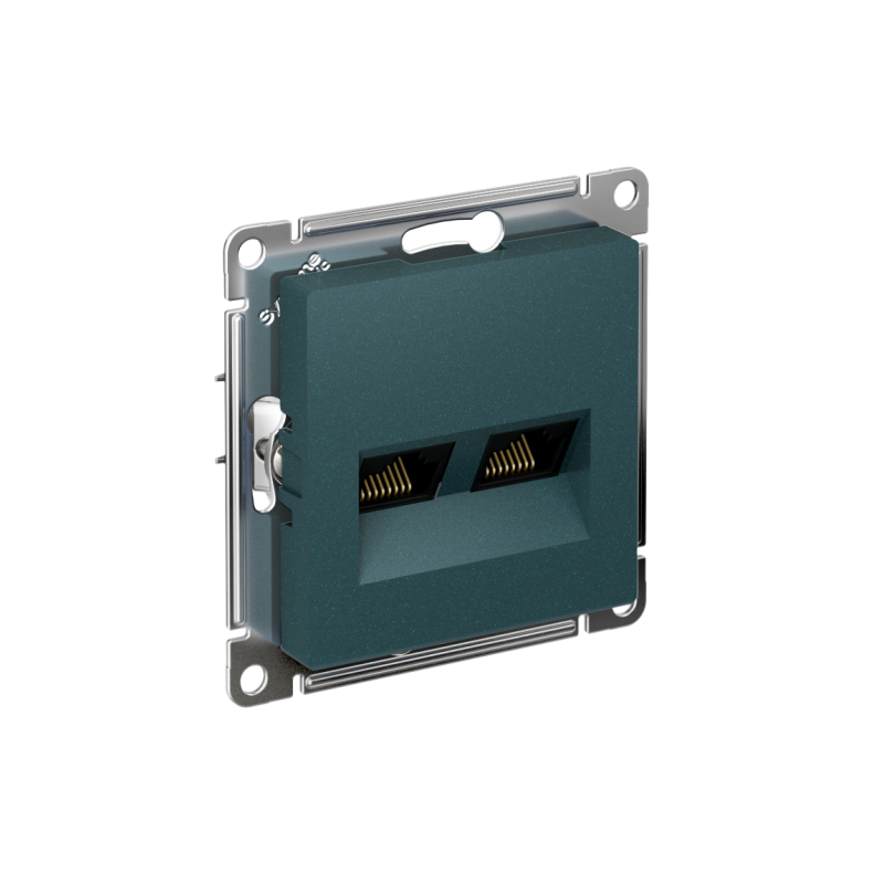 Розетка компьютерная 2-м AtlasDesign RJ45 кат.5E механизм изумруд SchE ATN000885