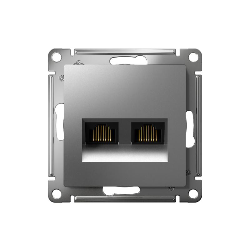 Розетка компьютерная 2-м AtlasDesign RJ45 кат.5E механизм сталь SchE ATN000985