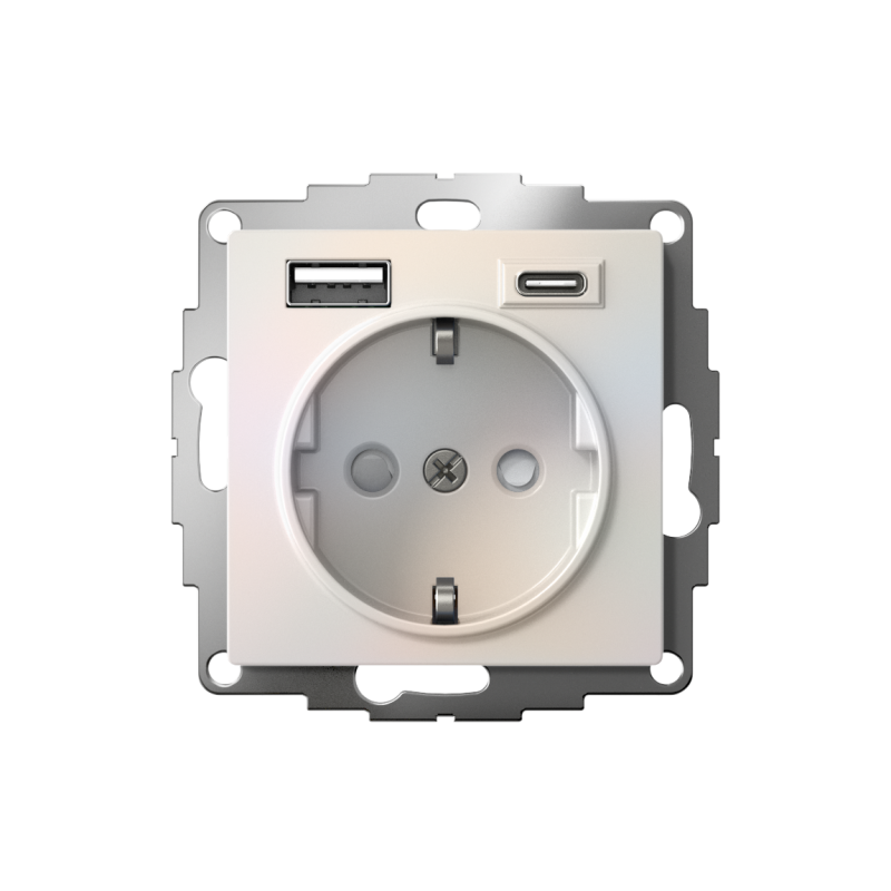 Розетка Atlasdesign 16а c 2 usb a+c, механизм, жемчуг