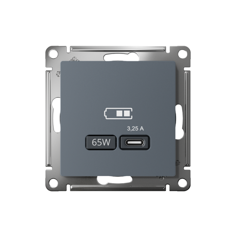 ATLASDESIGN USB РОЗЕТКА тип-C 65W высокоскор.заряд. QC, PD, механизм, ГРИФЕЛЬ (ATN000727)