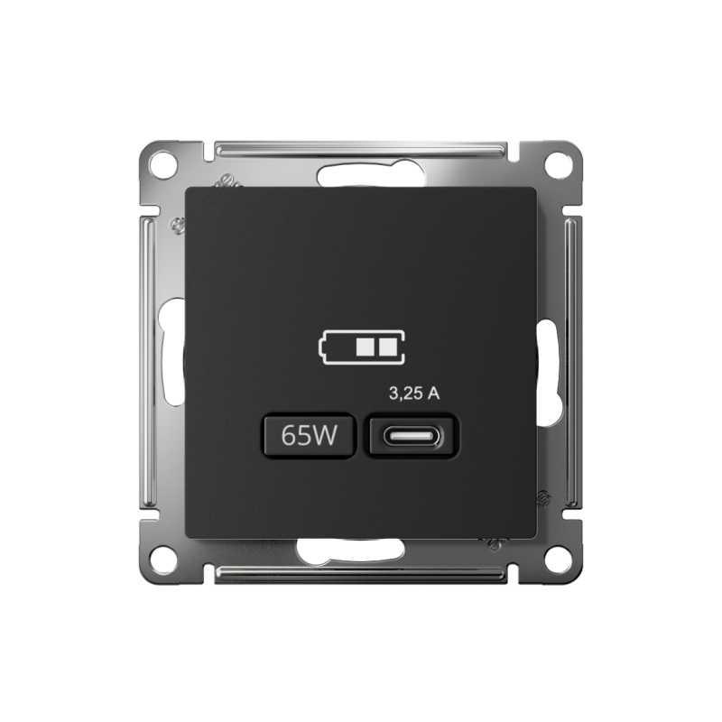 ATLASDESIGN USB РОЗЕТКА тип-C 65W высокоскор.заряд. QC, PD, механизм, КАРБОН (ATN001027)