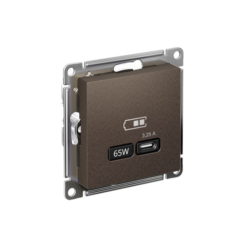 ATLASDESIGN USB РОЗЕТКА тип-C 65W высокоскор.заряд. QC, PD, механизм, МОККО (ATN000627)