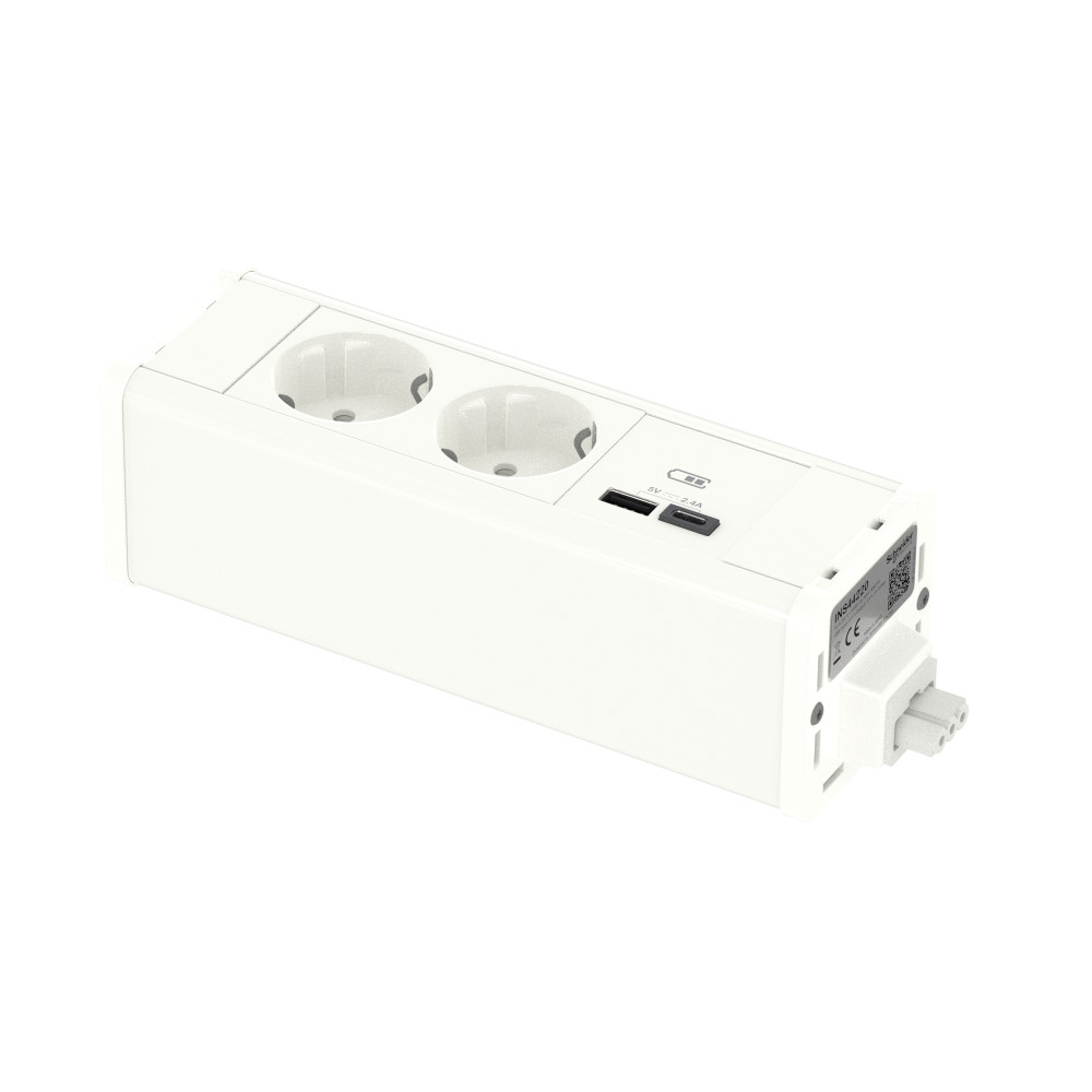 Unica System+ Блок 2хРозетка 2К+З и 2хUSB A/C БЕЛЫЙ (INS44220)