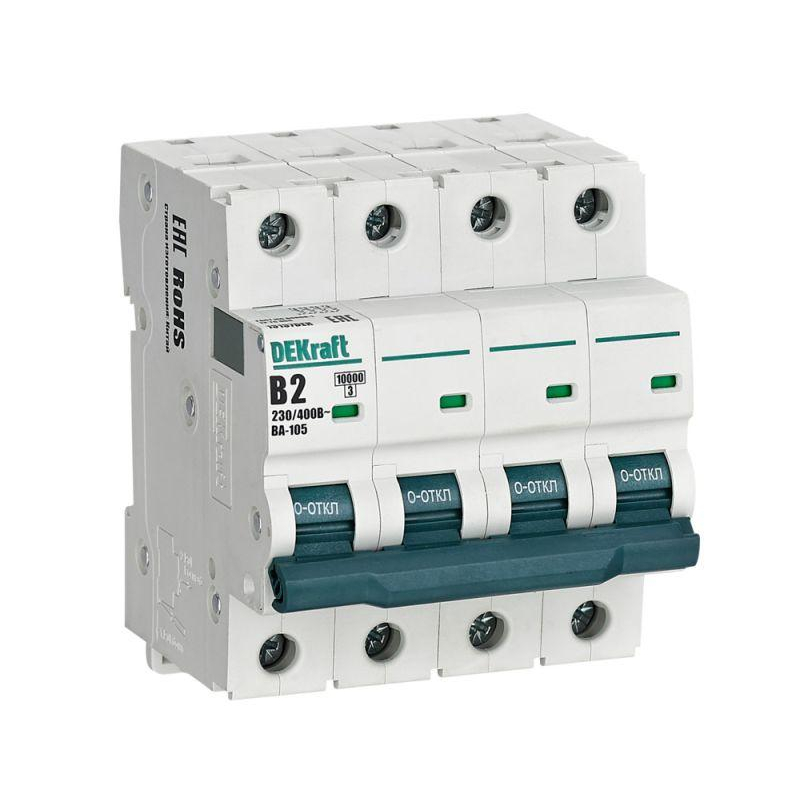 Выключатель автоматический 4P 2A х-ка B ВА-105 10кА (13137DEK)