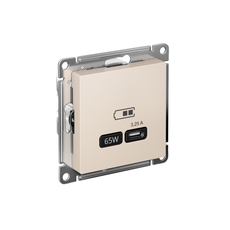 ATLASDESIGN USB РОЗЕТКА тип-C 65W высокоскор.заряд. QC, PD, механизм, БЕЖЕВЫЙ (ATN000227)
