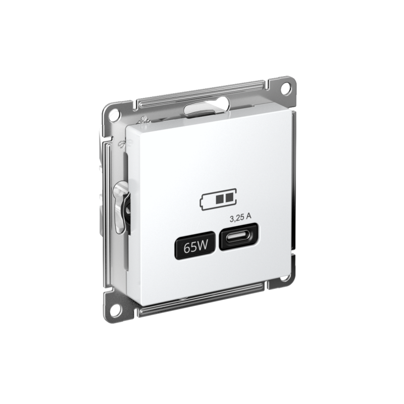 ATLASDESIGN USB РОЗЕТКА тип-C 65W высокоскор.заряд. QC, PD, механизм, БЕЛЫЙ (ATN000127)