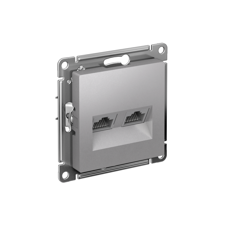 ATLASDESIGN РОЗЕТКА двойная компьютерная RJ45+RJ45, кат.6А, механизм, АЛЮМИНИЙ (ATN000388)