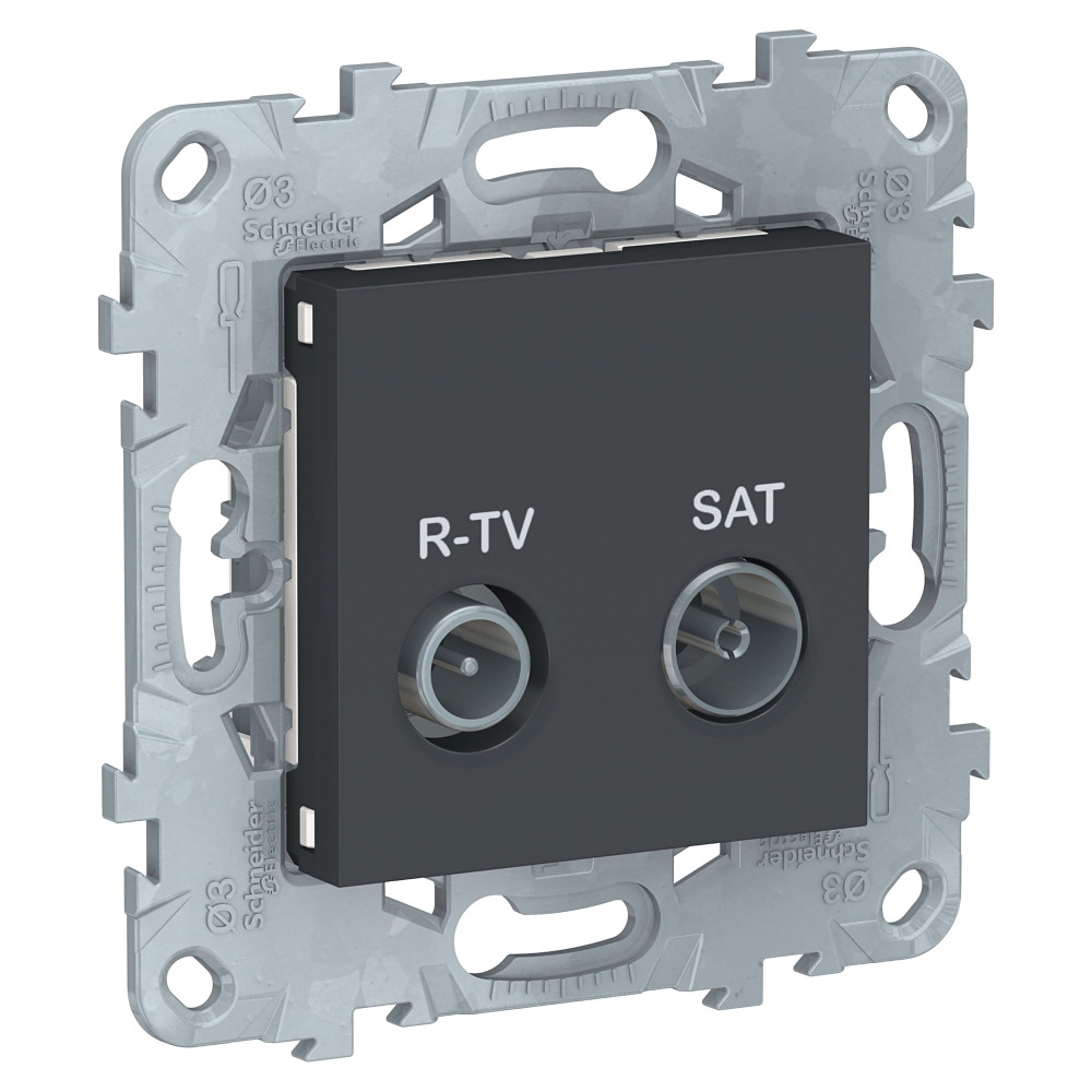 Розетка UNICA NEW R-TV/SAT проходная антрацит (NU545654)