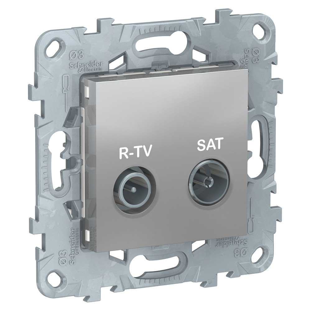 Розетка UNICA NEW R-TV/SAT проходная алюминий (NU545630)