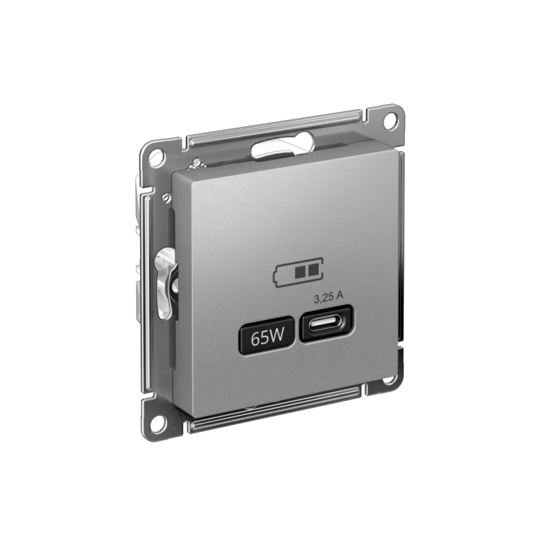 ATLASDESIGN USB РОЗЕТКА тип-C 65W высокоскор.заряд. QC, PD, механизм, АЛЮМИНИЙ (ATN000327)