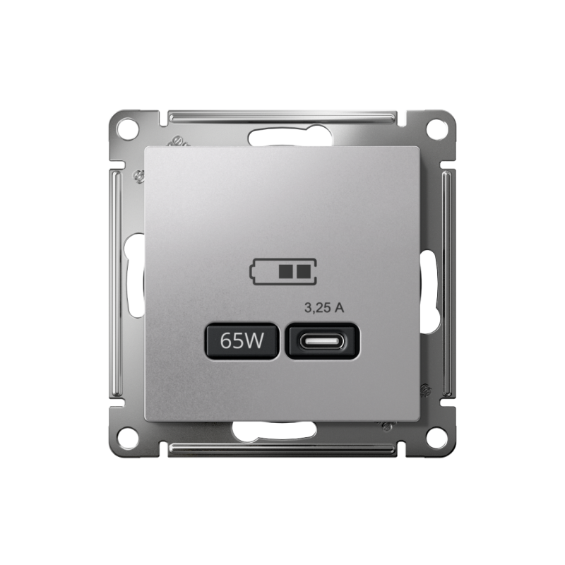 ATLASDESIGN USB РОЗЕТКА тип-C 65W высокоскор.заряд. QC, PD, механизм, АЛЮМИНИЙ (ATN000327)