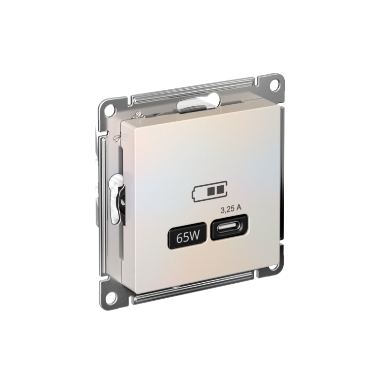 ATLASDESIGN USB РОЗЕТКА тип-C 65W высокоскор.заряд. QC, PD, механизм, ЖЕМЧУГ (ATN000427)