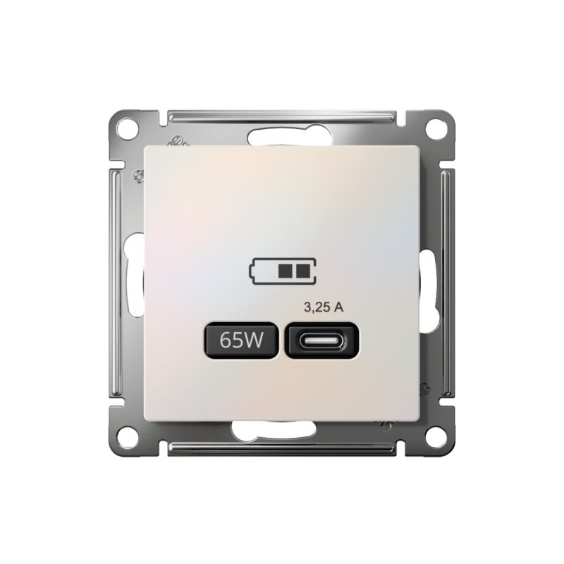 ATLASDESIGN USB РОЗЕТКА тип-C 65W высокоскор.заряд. QC, PD, механизм, ЖЕМЧУГ (ATN000427)