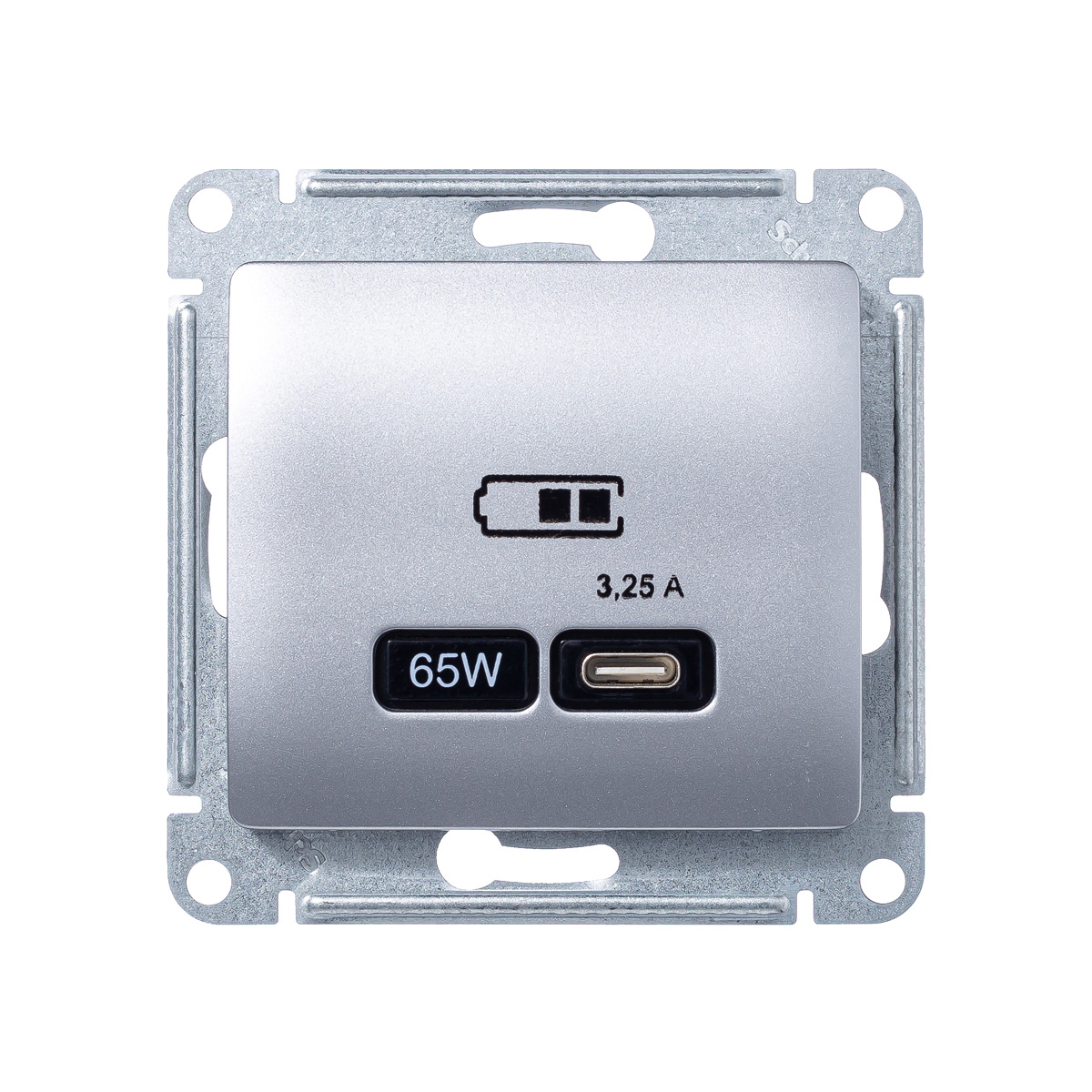 GLOSSA USB РОЗЕТКА тип-C 65W высокоскор.заряд. QC, PD, механизм, АЛЮМИНИЙ (GSL000327)