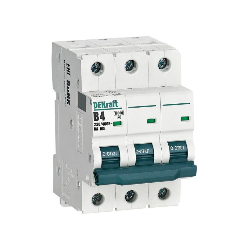 Выключатель автоматический3P 4A х-ка B ВА-105 10кА (13126DEK)
