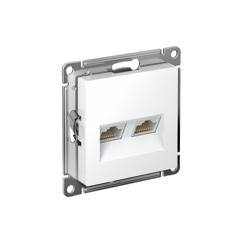 ATLASDESIGN РОЗЕТКА двойная компьютерная RJ45+RJ45, кат.6А, механизм, БЕЛЫЙ (ATN000188)